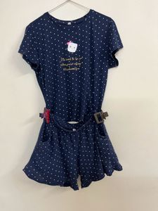 Cute Polka Dot Romper with Marshmallow Print