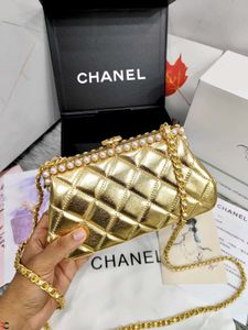 CHANEL* *PEARL-LINED TOP FRAME CLUTCH**AAA REPLICA