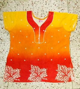 Red &amp; Yellow Printed Tunic Top