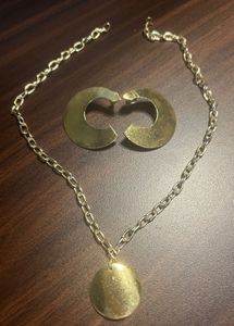 Gold Tone Necklace & Earring Set