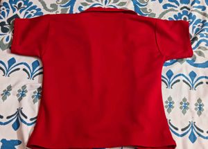 Vibrant Red Graphic Print Top