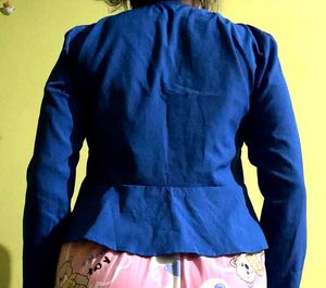 Blue Ruched Long Sleeve Top