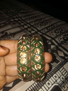 Beautiful Green Bangles with Embellishments