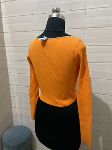 PRIMARK imported Orange Ribbed Knit Cardigan