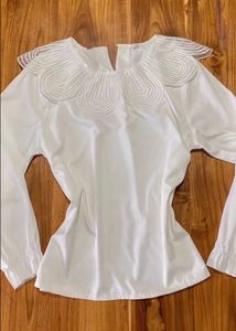 Chic White Blouse with Statement Collar