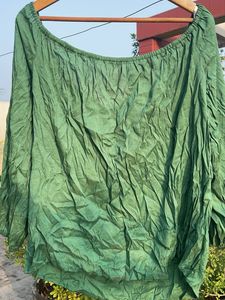 Boho Green Off-Shoulder Top