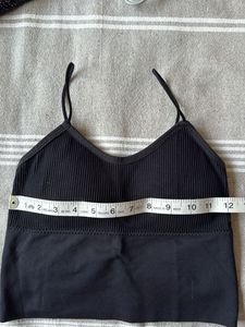 Black Ribbed Crop Tank Top