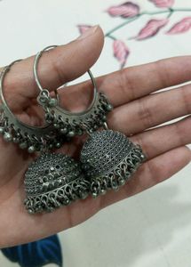 Boho Ethnic Jhumka Earrings &amp; Bracelet Set
