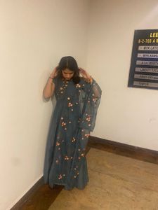 Elegant Teal Embroidered Anarkali Gown