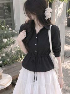 New with tag Chic Black Collared Top Tie
