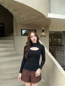 Black Neck Cut Out Top
