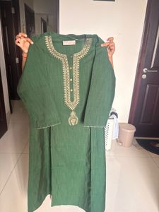 Green Embroidered Kurta