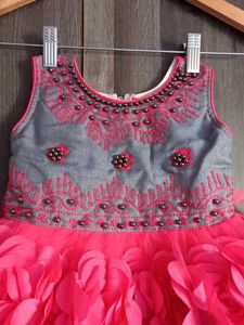 Adorable Pink Gray Floral frock 1 to 2 years