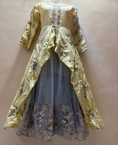 handwork Yellow & Grey Embroidered Gown