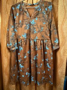Brown Floral Print Dress