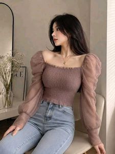 New with tag Chic Puff Sleeve Smocked Top