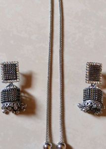 Oxidized Silver Necklace &amp; Earrings Set