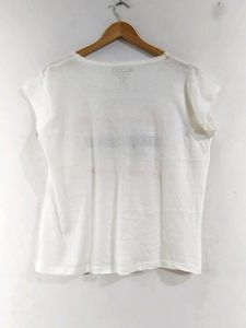 White Printed Round Neck T-Shirt (Women)