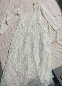 Full Elegant White Lace Dress