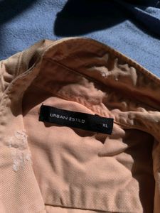 DENIM JACKET PEACH COLOUR CUT WORK PARTY CASULE