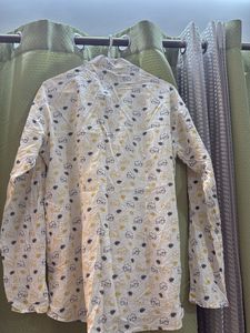 White Kurta with Elephant Print