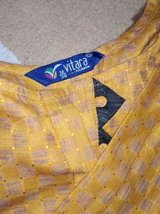 Yellow Textured Kurta