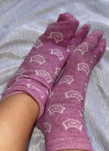 Pink Tabi Socks with Pattern