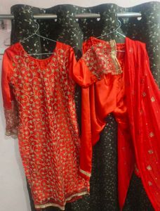 Red Kurta Set with Dupatta