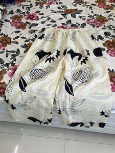 Cream Palazzos with Pomegranate Print