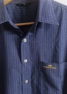Men's Blue Checked Short Sleeve Shirt