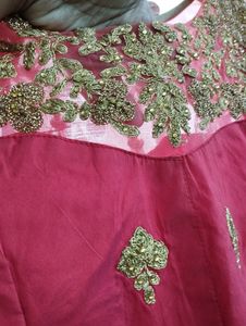 Front Open Gown With Sharara And Net Dupatta