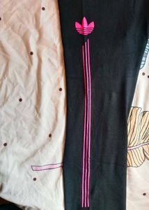 Women Adidas Black &amp; Pink Capri