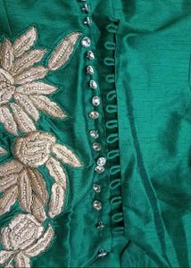 Elegant Emerald Green Embroidered Gown