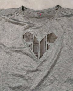 Grey Heather Heart Cut-Out T-Shirt