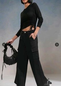 Black Wide Leg Cargo Pants
