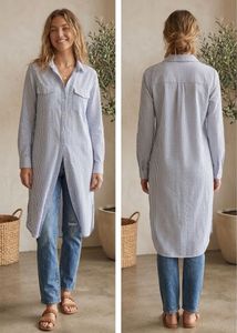 Striped Longline Shirt Dress