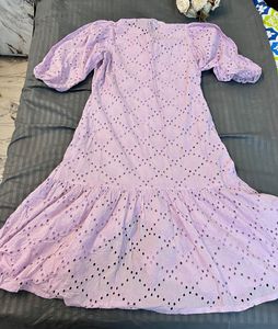 Lilac Eyelet Midi Dress