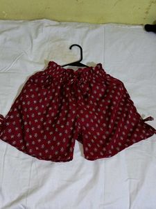 Cute Red Printed Shorts