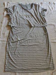 george Grey Striped "hey baby" Maternity Dress