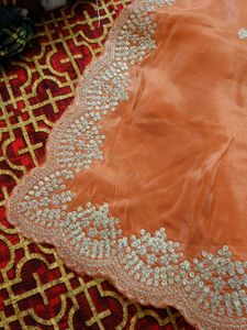 Rust Orange Pure Silk Saree