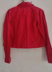 Vibrant Red Denim Jacket