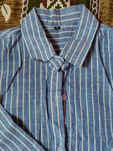 Blue Striped Button-Up Shirt