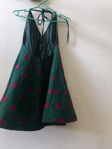 Polka Dot Halter Neck Dress