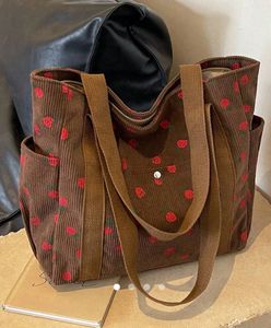 Cute Strawberry Corduroy Tote Bag