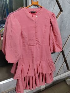 Chic Ruffled Peach Dress