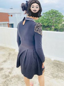 black mid length dress