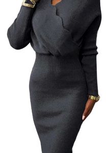 SaleElegant Grey Knit Dress