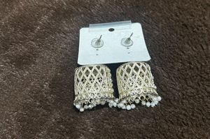 Elegant Gold Jhumka Earrings with Pearls