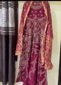 Mehroon Gown❤️Exquisite Embroidered Maxi