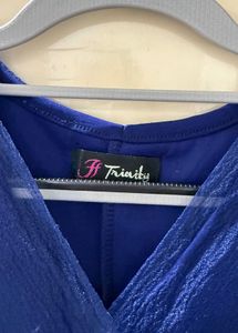Elegant Royal Blue Sheer Sleeve Top
